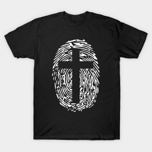 jesus-christ-team-jesus- religious - gift - cross fingerprint T-Shirt